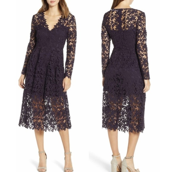 Astr Dresses & Skirts - NWT ASTR Eggplant Lace Dress Size Large